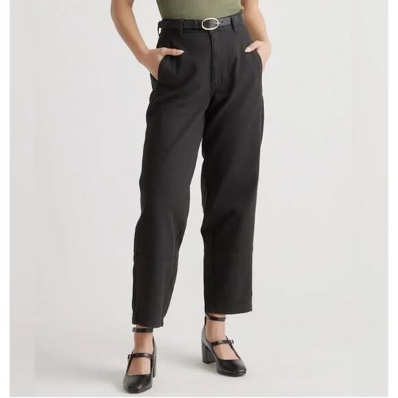 Quince NWT Organic Stretch Cotton Twill Barrel Pants Jeans Sz 8 Black Stretch - Picture 1 of 12